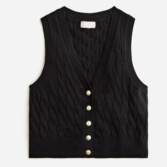 J Crew Cashmere cropped cable knit sweater vest